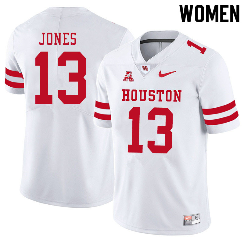 Women #13 Marcus Jones Houston Cougars College Football Jerseys Sale-White - Click Image to Close